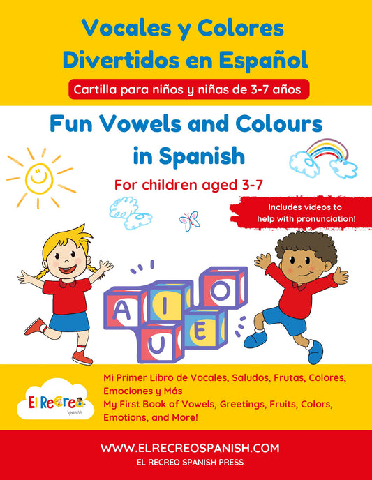 Fun Vowels and Colours in Spanish : A Bilingual Activity Workbook for Kids image 0