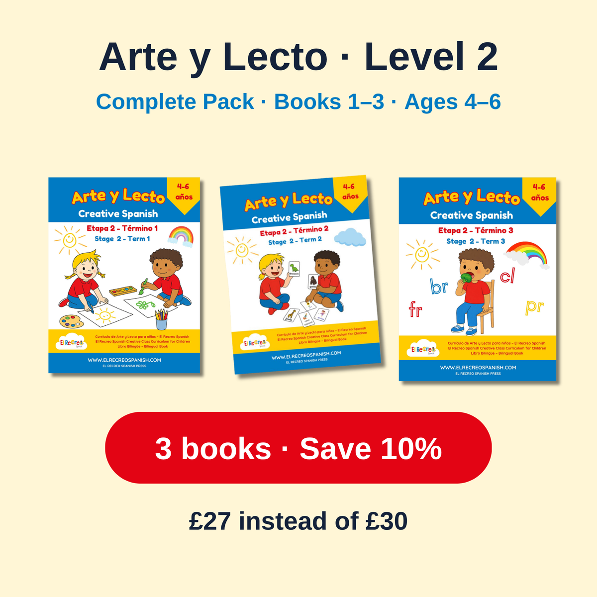 Arte y Lecto Level 2 Complete Pack – Books 1–3