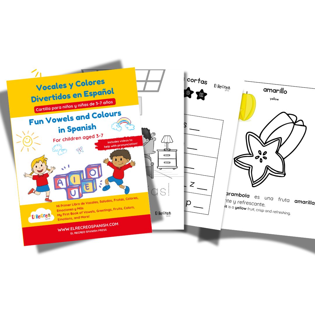 Fun Vowels and Colours in Spanish : A Bilingual Activity Workbook for Kids image 1