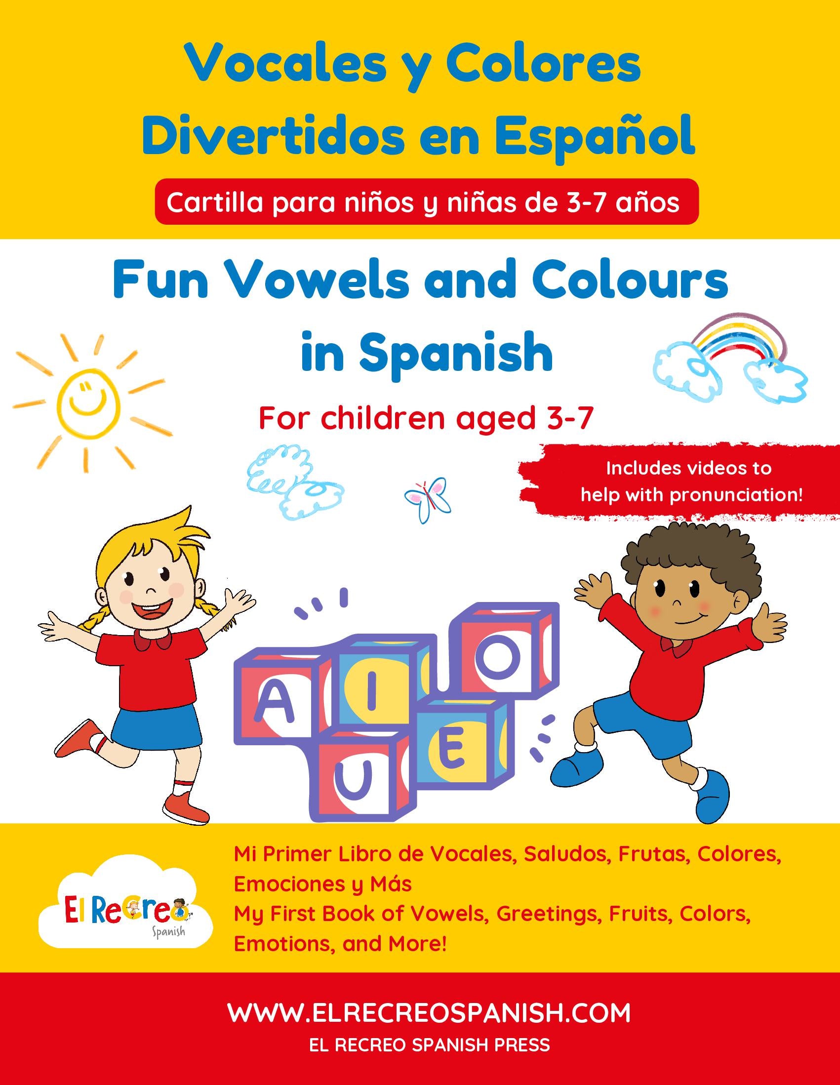 Fun Vowels and Colours in Spanish : A Bilingual Activity Workbook for Kids image 0