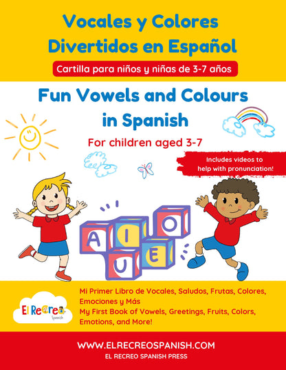 Fun Vowels and Colours in Spanish : A Bilingual Activity Workbook for Kids image 0
